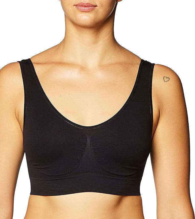 Rhonda Shear Ahh Women's Seamless Leisure Bra, Black, L