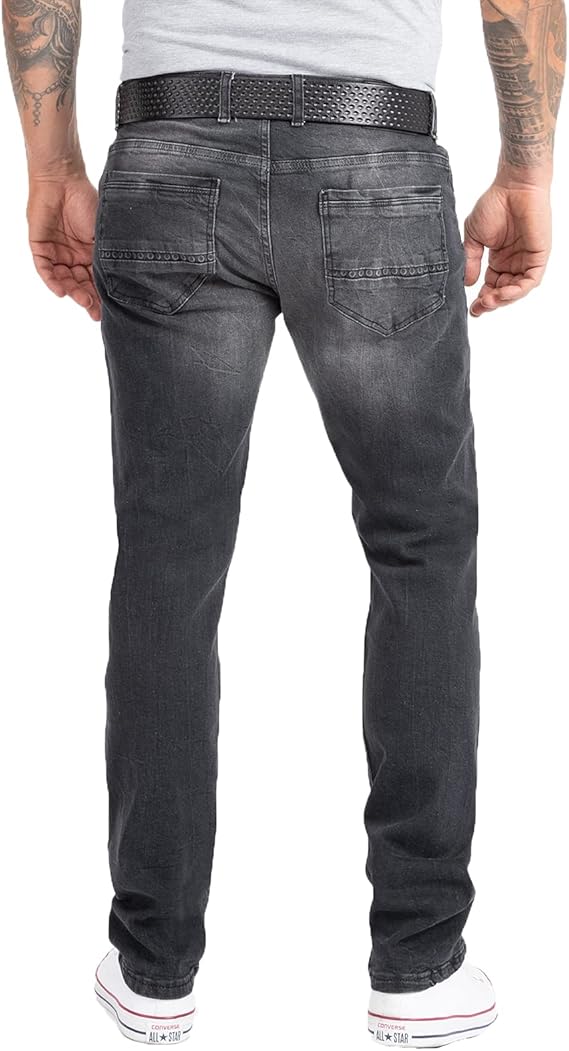Rock Creek Men's Jeans Trousers Denim Stretch Regular Fit Jeans Stonewashed W29-W44, Rc-2158-grey, 42 W/38 L