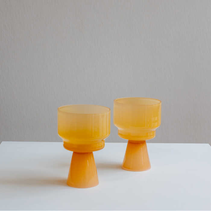 SET OF TWO HAND-BLOWN WINE GLASSES, ORANGE SAHARA — by Fusion f.