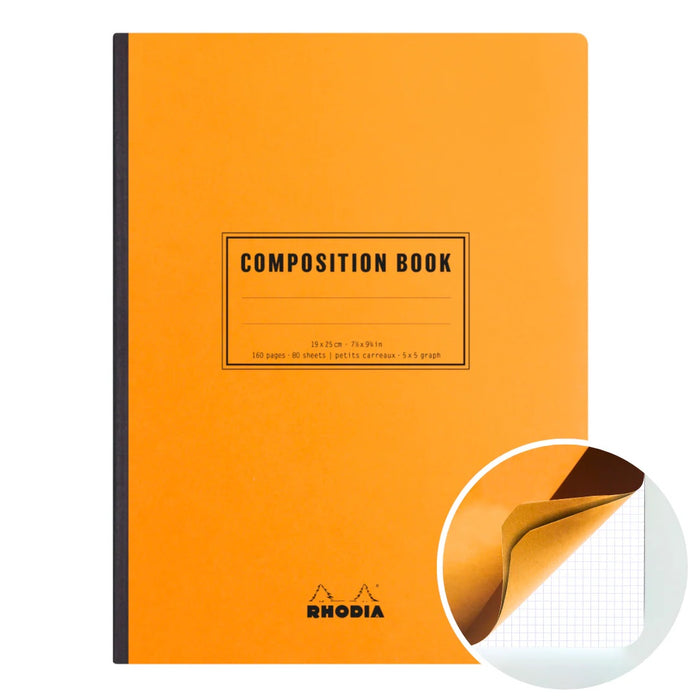 SEWN BOUND GRID COMPOSITION BOOK ORANGE B5 — by Rhodia