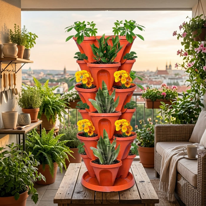 Stack A Pot 7-tier hanging planter with built-in drainage