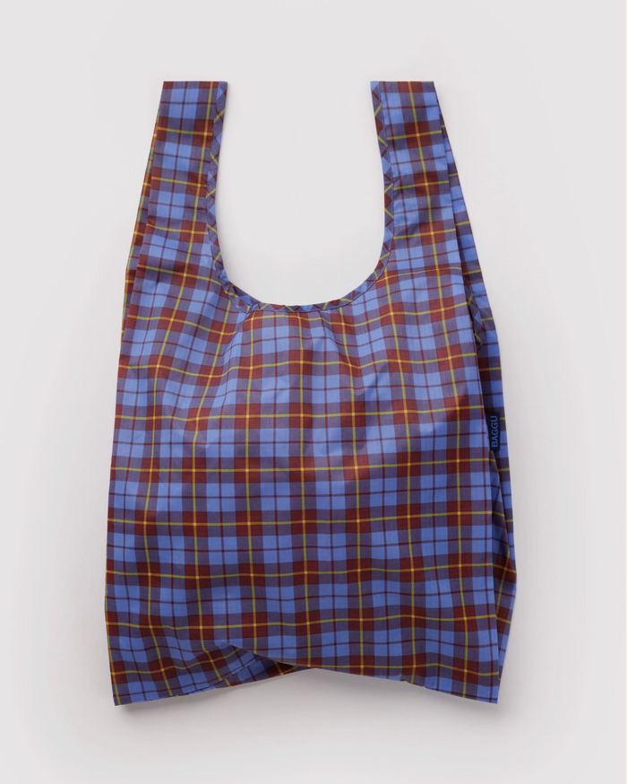 STANDARD "BLUE TARTAN" REUSABLE BAG — by Baggu