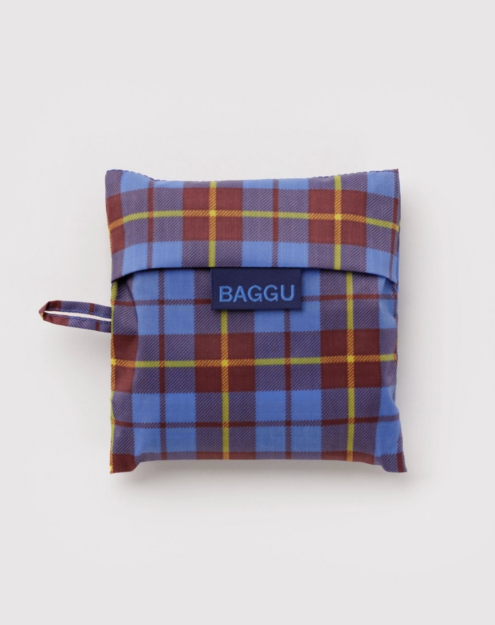 STANDARD "BLUE TARTAN" REUSABLE BAG — by Baggu