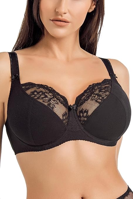 Teyli Women's Anastasia Minimizer Bra, Opaque, Black, 30J