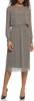 Tommy Hilfiger Women's Sintched Waist Midi Dress, Bisque Multi, 8