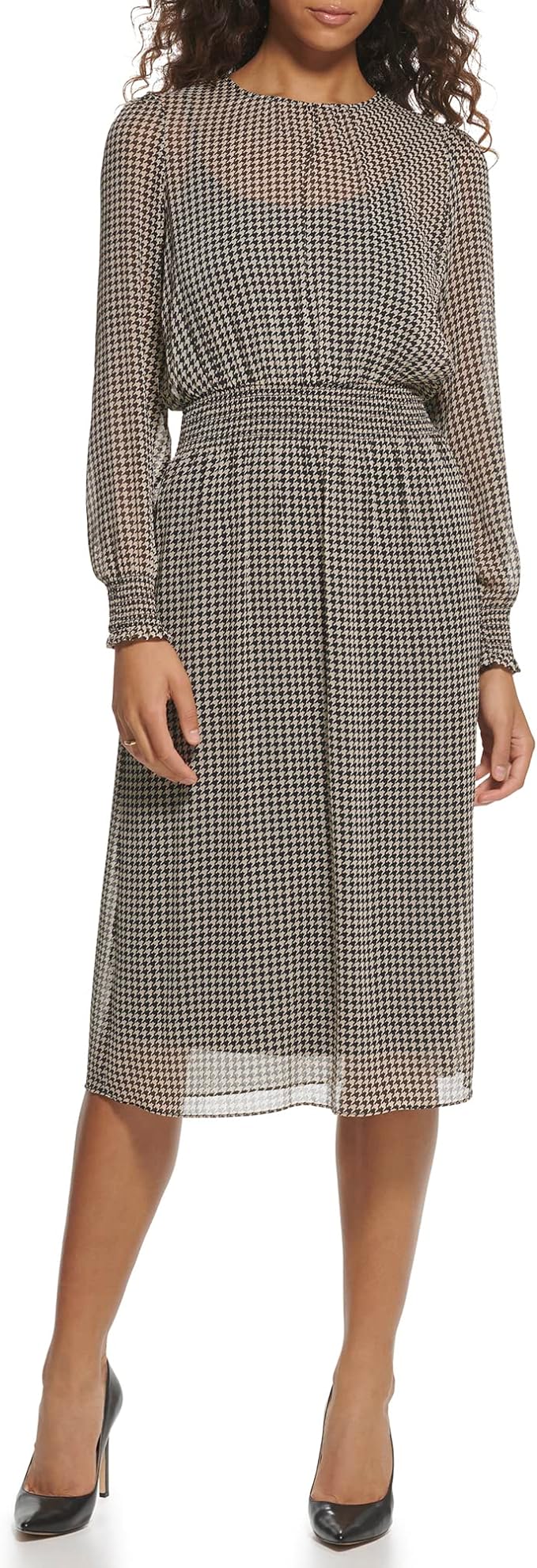 Tommy Hilfiger Women's Sintched Waist Midi Dress, Bisque Multi, 8