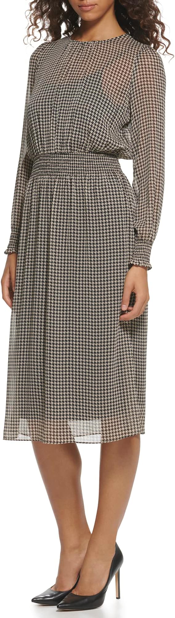 Tommy Hilfiger Women's Sintched Waist Midi Dress, Bisque Multi, 8