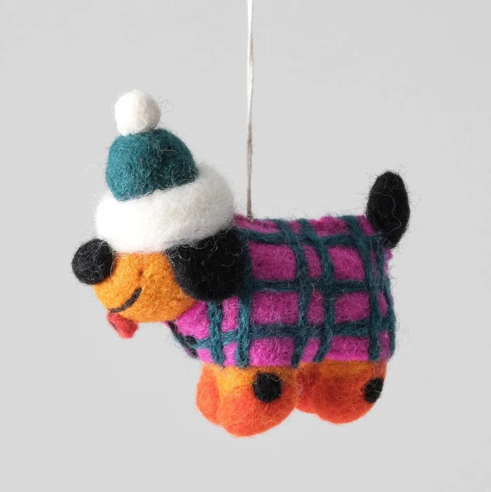 "TOOTS, DOG IN HAT" HANGING FELT ORNAMENT — by Cari Vander Yacht