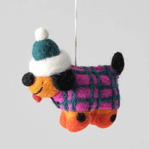 "TOOTS, DOG IN HAT" HANGING FELT ORNAMENT — by Cari Vander Yacht