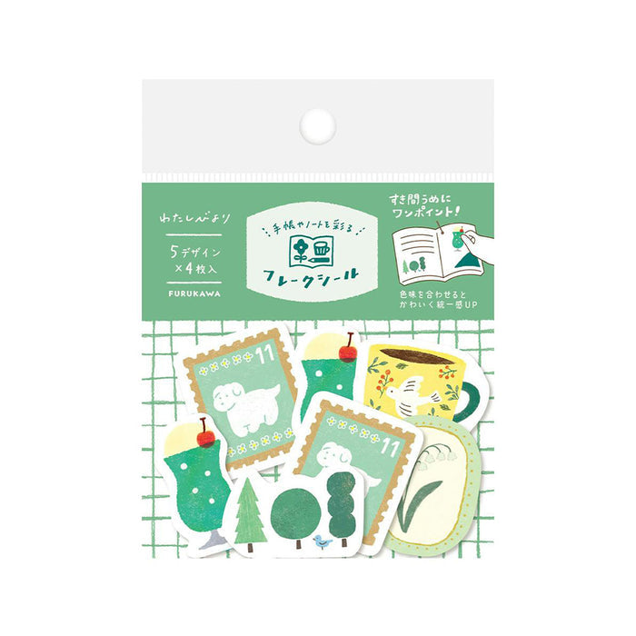 WASHI FLAKE STICKERS – Green — by Furukawashiko