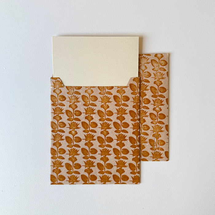 YELLOW HANDMADE CARD AND ENVELOPE SET (multiple sizes and patterns) — by Atelier Ecluse